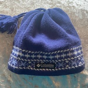 Columbia Adult Navy Knit Hat with Tassel